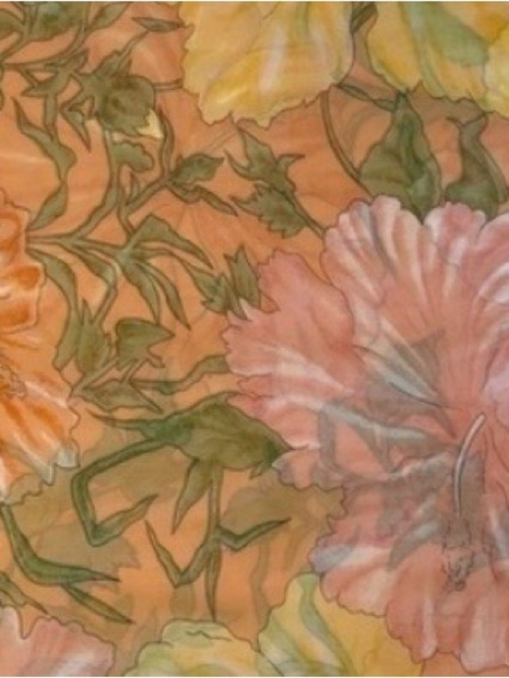 Nygard Collection Vintage-Style Floral Scarf - Peach, Yellow & Green - Picture 4 of 10